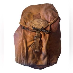 Vintage Brown High End Fauna Women’s Retro Boho Leather Backpack Sweden RARE